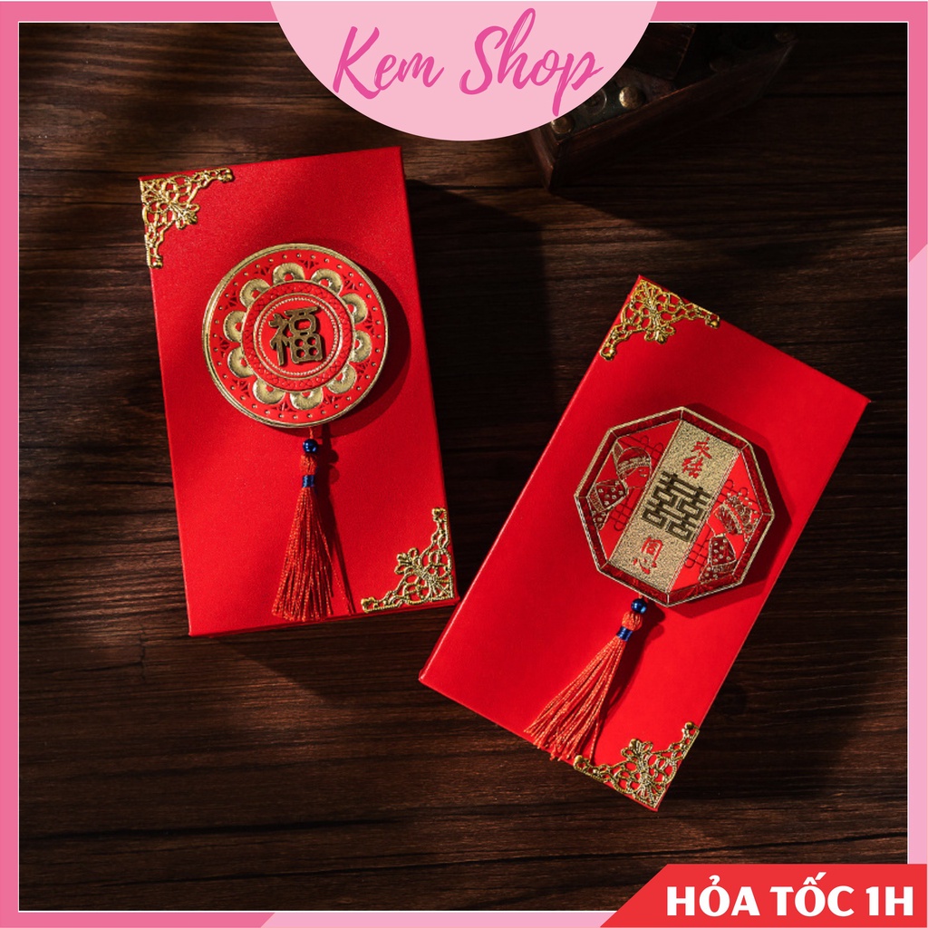 Hộp nạp tài đựng sính lễ, trang sức, của hồi môn ăn hỏi đám cưới size nhỏ - Kem Shop K330