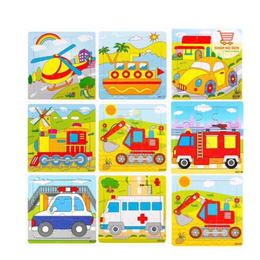 Tranh ghép gỗ cho bé 9 mảnh loại to đẹp kích thước 15x15cm