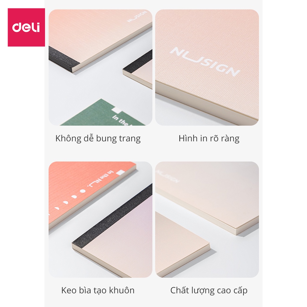 Sổ Vở Ghi Chép Dán Gáy Nusign A5/B5 Cao Cấp Deli - Kẻ Ngang 80 trang - Chống Lóa - Sổ Tay Planner, Tập Vở Học Sinh
