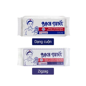 Bông gòn y tế thấm nước Bông Bạch Tuyết vô trùng gói 100g, dạng cuộn / dạng zigzag tiện dụng