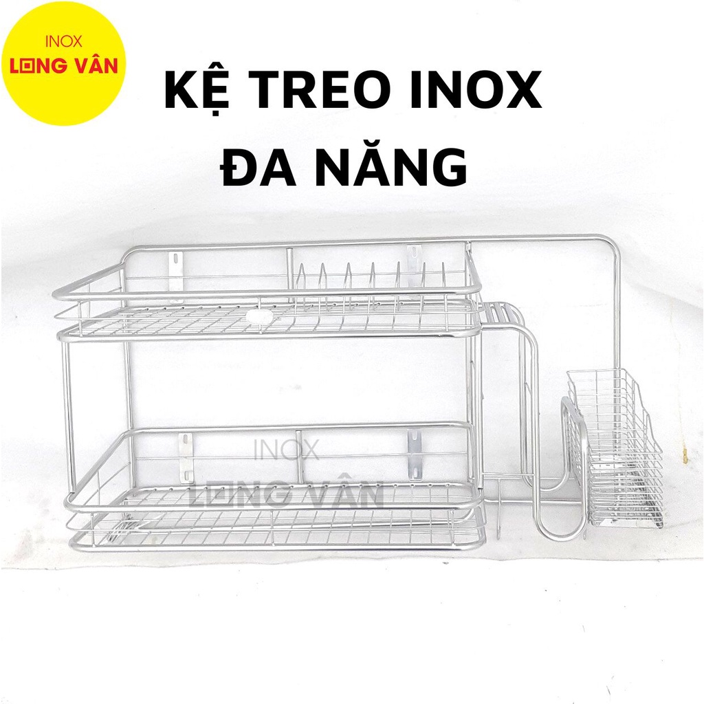 Kệ treo đa năng INOX cao cấp 2 tầng, kệ bếp đa năng trang bị móc treo ...
