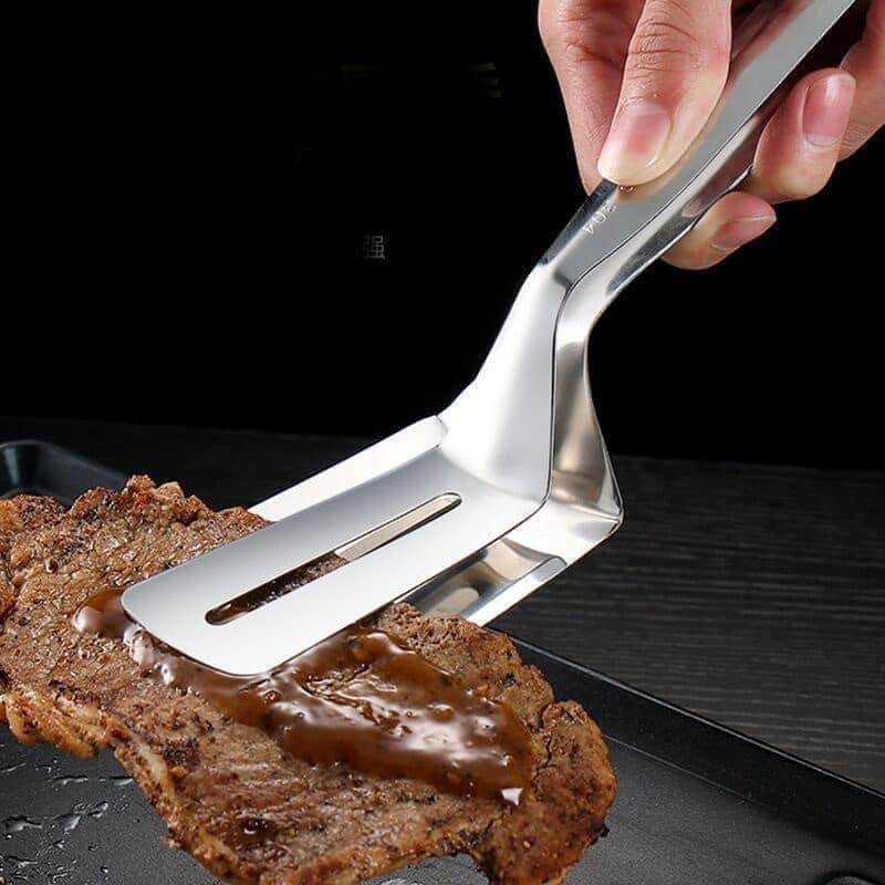 Kẹp nướng lật đa năng BBQ thép không gỉ chịu nhiệt cao dễ làm sạch 90gr màu bạc