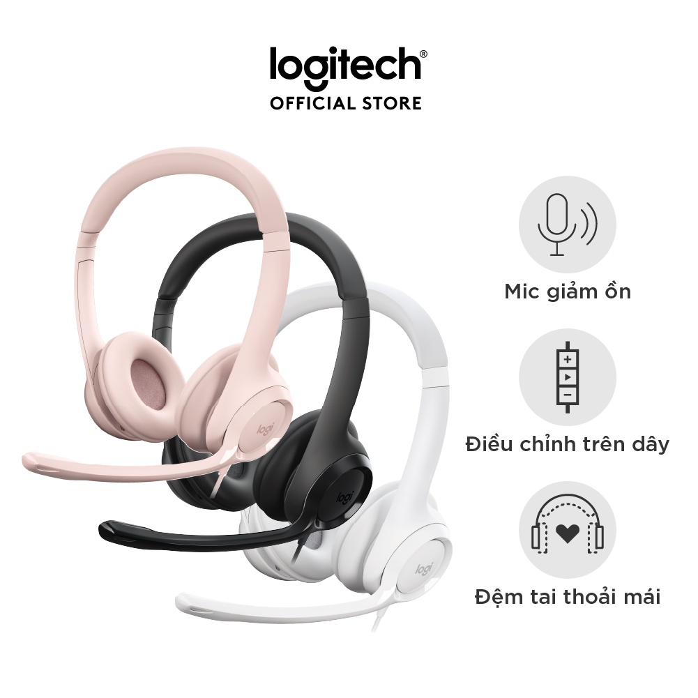 Tai nghe có dây Logitech H390 - Mic giảm ồn, quai đeo, chụp tai có đệm, kết nối USB-A