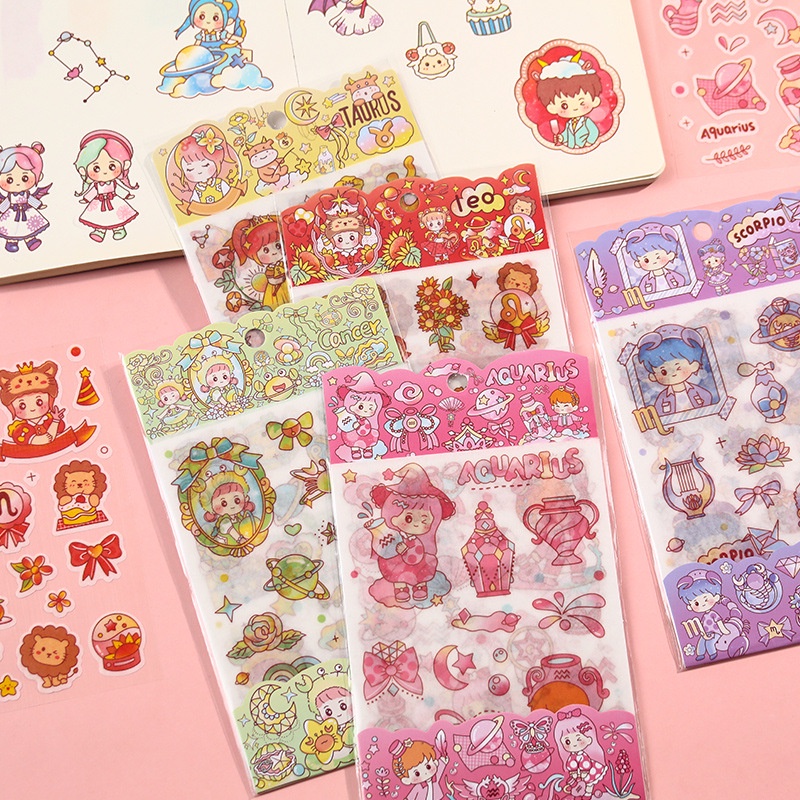 3 Tập 4 Tờ Sticker Dán 12 Cung Hoàng Đạo