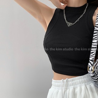 [ XẢ HÀNG ] THEKIM Áo ba lỗ trơn croptop , áo 3 lỗ sát nách viền bo nách cổ ôm body A123
