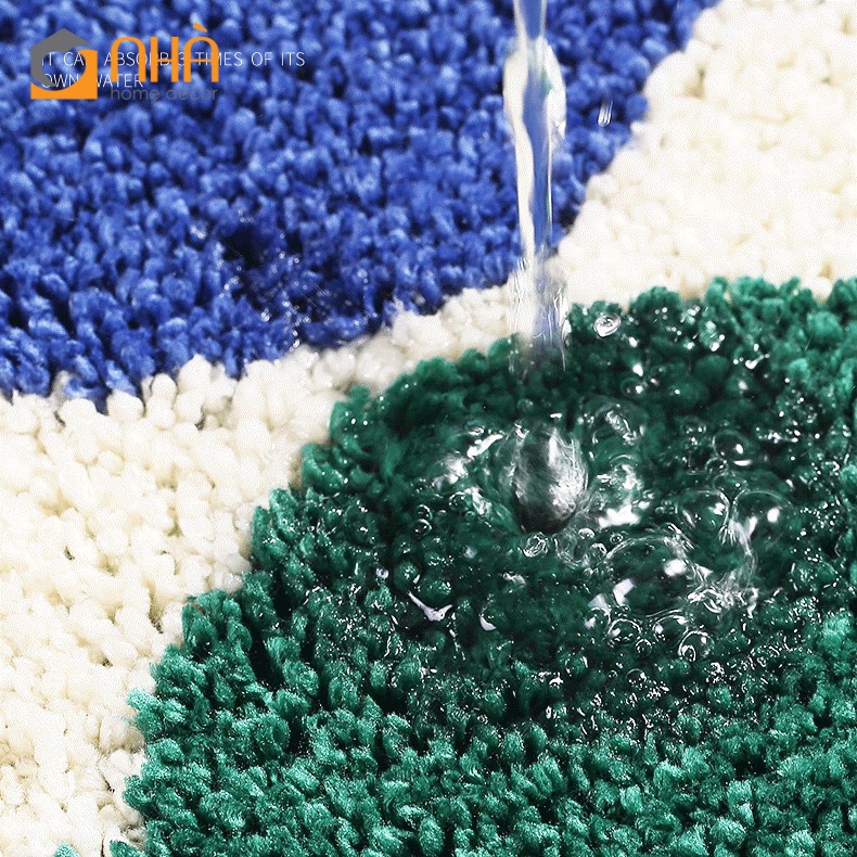 Thảm Sợi Len Siêu Thấm Hút Đế Cao Su Chống Trượt Họa Tiết Dễ Thương