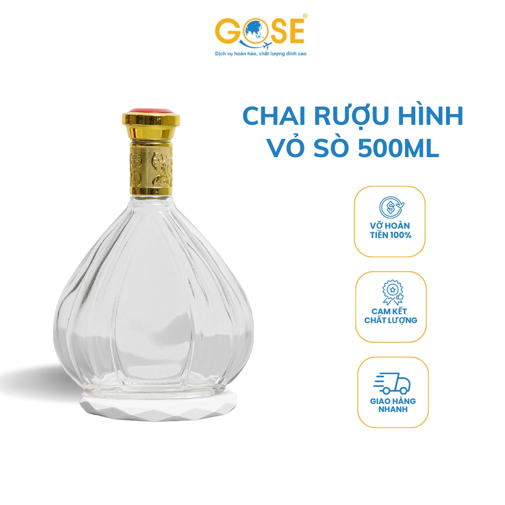 Ảnh Chai thủy tinh đựng rượu 500ml hình vỏ sò GOSE bình chiết thiết kế cánh quạt độc lạ 1
