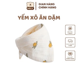 Yếm xô muslin ăn dặm chính hãng Mily 2 lớp vải.