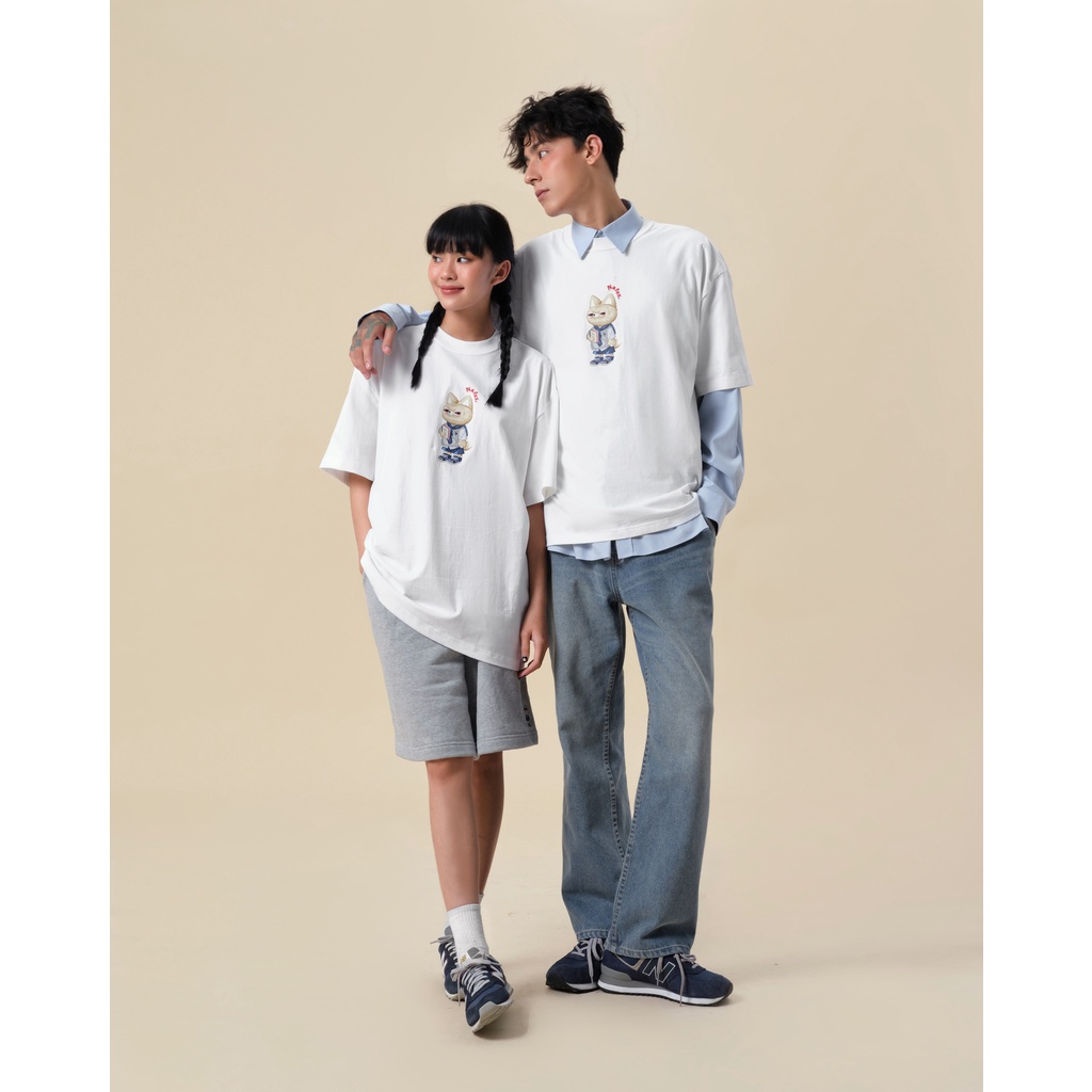 Ảnh Áo thun Form rộng NOAM Nafox Naive Unisex 100% Cotton - Màu đen/trắng 3