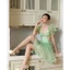 ĐẦM HOA VOAN HỞ LƯNG MÀU XANH LÁ, ĐẦM NỮ NÀNG THƠ HOT TREND TÔN DÁNG | MEOINDAHOUSE