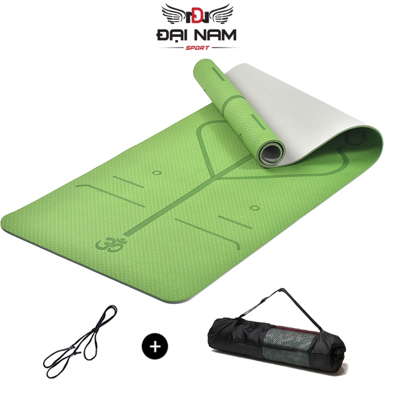 Ảnh Thảm Tập Yoga Định Tuyến TPE 8mm 1 Lớp Cao Cấp,Chống Trơn Trượt Đại Nam Sport + Kèm Túi Và Dây 4