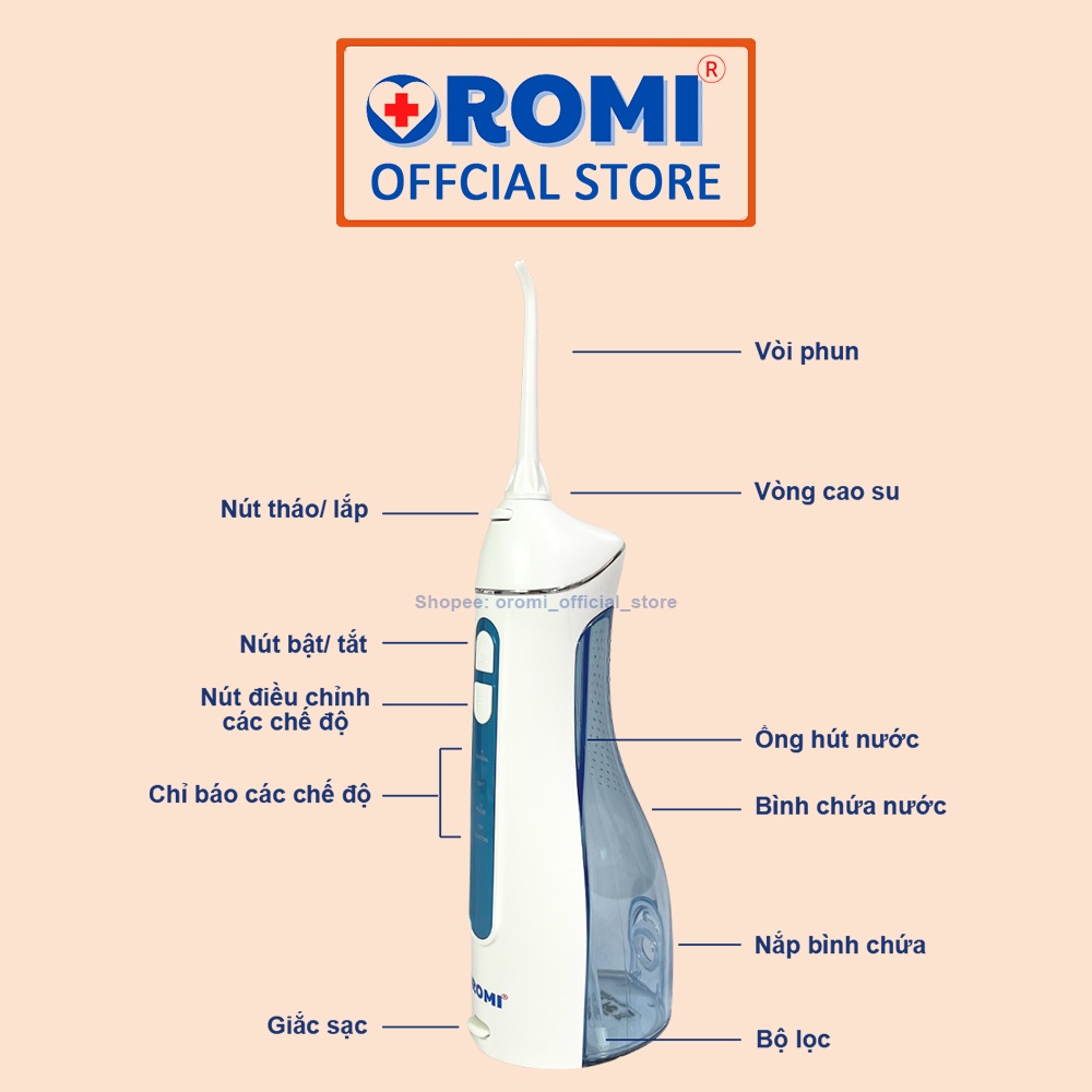 Máy tăm nước cầm tay OROMI VTM-5025A chống thấm nước IPX7 - Vệ sinh răng miệng công nghệ mới