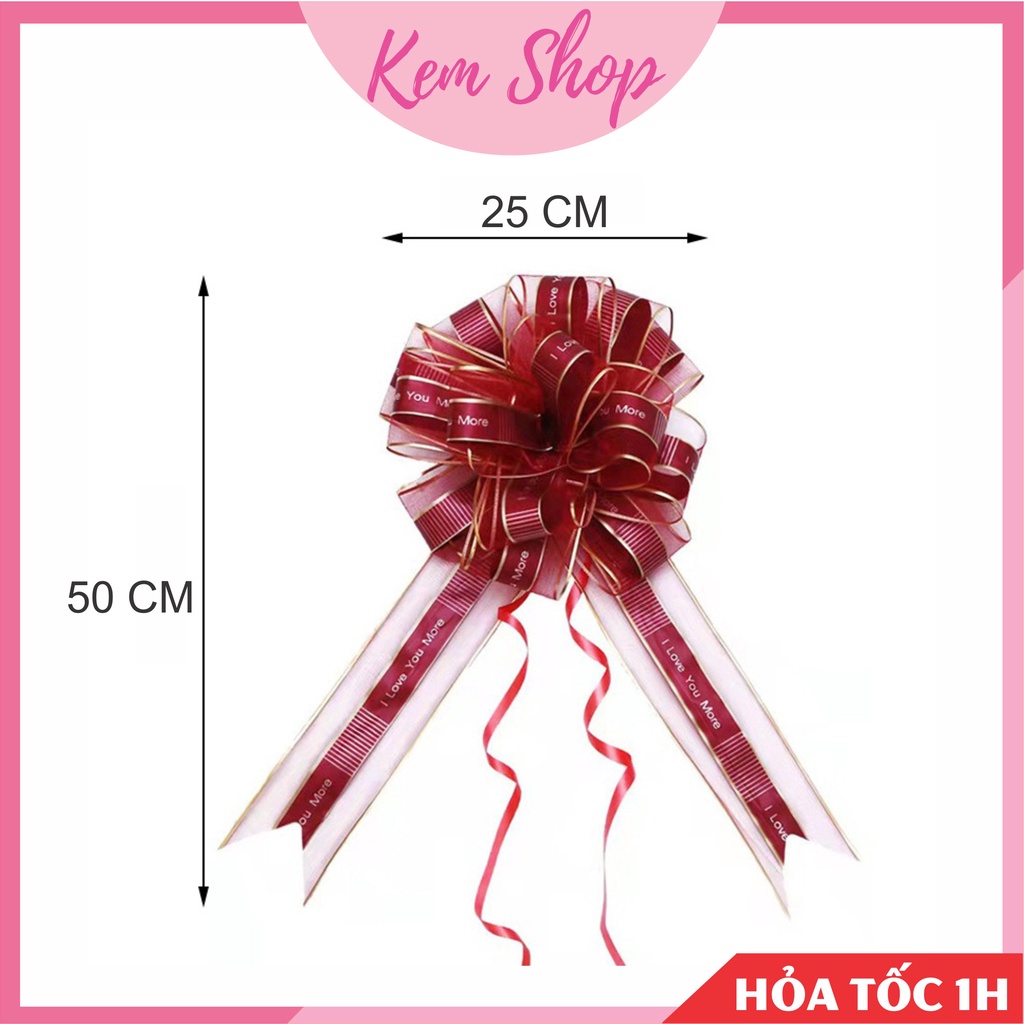 Nơ ruy băng tú cầu viền voan cao cấp size đại 6*150cm trang trí giỏ quà, xe hoa - K84