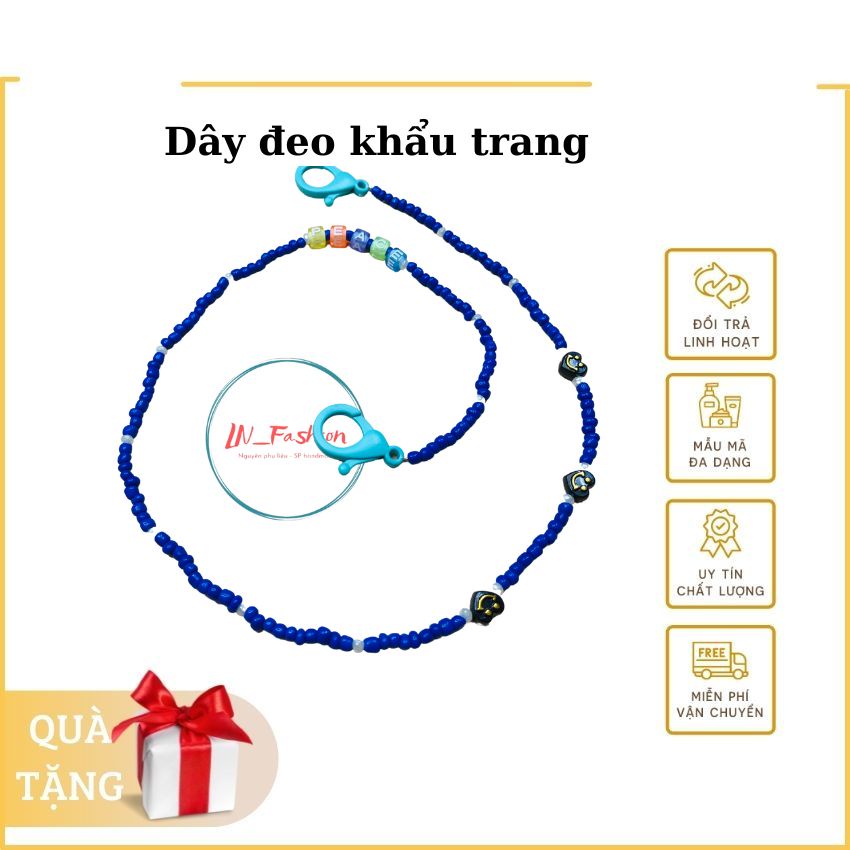 Dây đeo khẩu trang chống thất lạc cho bé - dây hạt cườm hoa phong cách Hàn Quốc