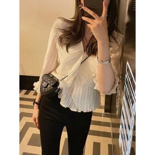 Áo Kiểu Tay Ngắn Cổ Chữ v Thiết Kế Mỏng Thời Trang Theo Phong Cách Hàn Quốc Cho Nữ