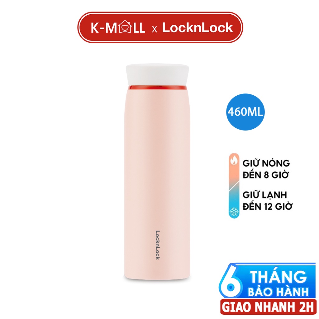Bình giữ nhiệt LocknLock Feather Light Ring 460ml LHC4244 Màu Hồng , có khay lưới lọc trà - K-MALL