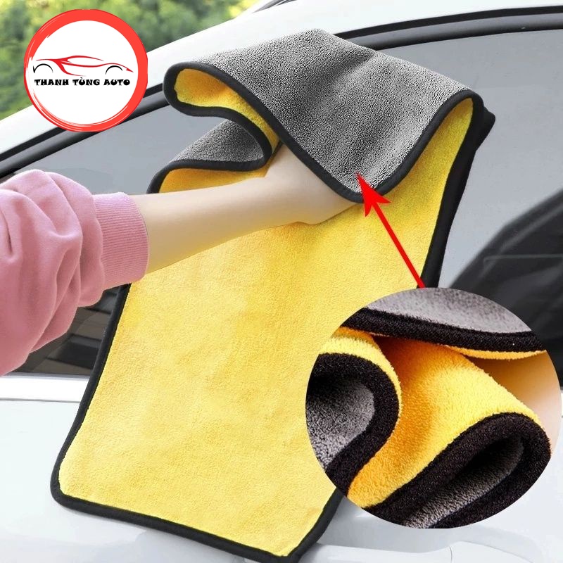 [LOẠI DÀY 600G/M^2] Khăn lau xe ô tô chuyên dụng, lau bếp, lau bàn sợi Microfiber siêu thấm hút, khăn 2 lớp