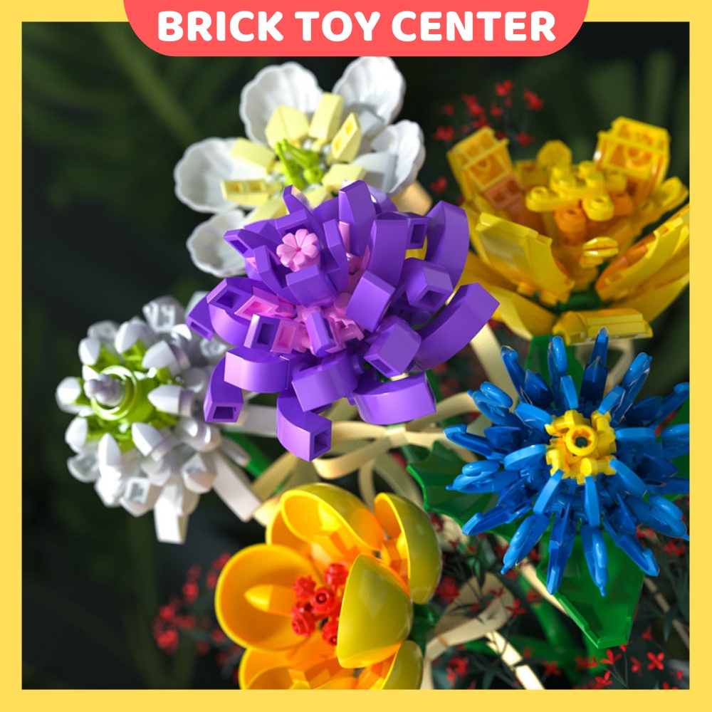 Cành hoa hồng hoa hướng dương hoa tulip decor trang trí bàn làm việc nhà cửa quà tặng 8/3 20/10 đồ chơi lắp ráp mô hình | BigBuy360 - bigbuy360.vn