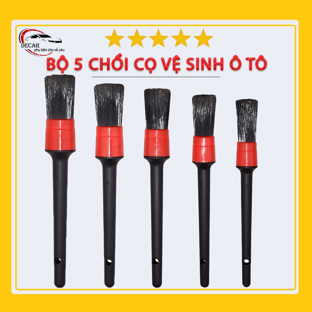 Bộ 5 cây cọ rửa vệ sinh xe ô tô, xe máy chuyên dụng, bộ chổi cọ đồ nghề vệ sinh, chăm sóc ô tô, máy tính,sofa