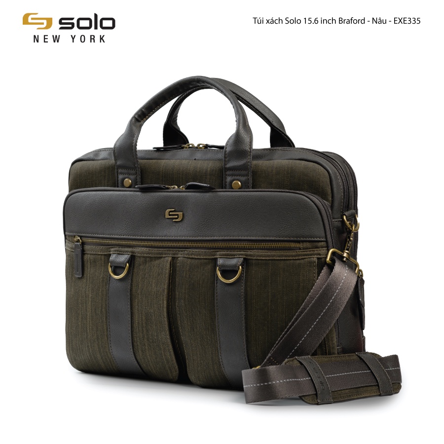 Túi xách Laptop 15.6 inch Solo Braford Mercer - Màu nâu - Mã EXE335-3 (Cái) - Chất liệu vải Polyester cao cấp
