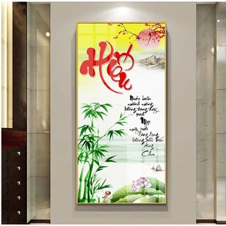 Tranh Treo Tường Chữ Thư Pháp 03 (50x100cm) - Tranh Laminate Tráng Gương