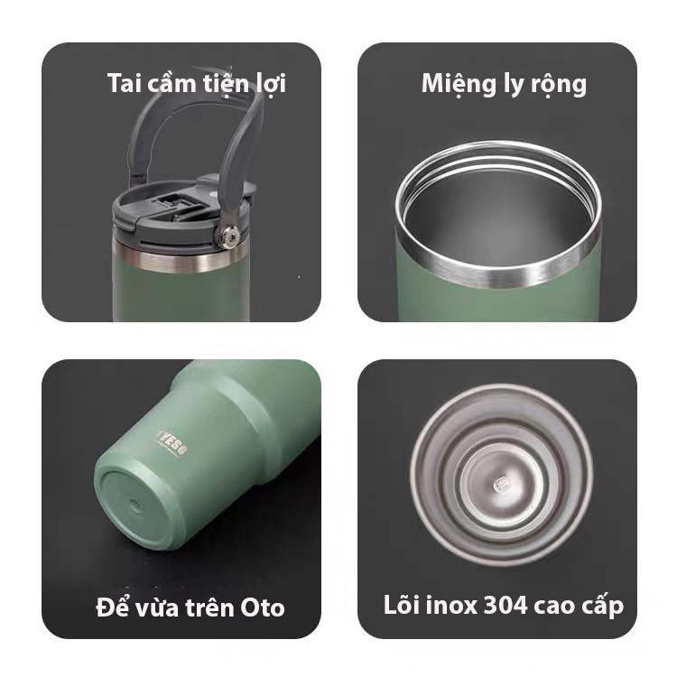 Product image Ly Giữ nhiệt Khắc Tên TYESO Kèm Quai Xách, Ống Hút - Dung tích 600ml - 750ml - 900ml | TS-8828 8