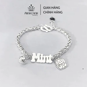 Lắc Bạc Mèo Thần Tài Khắc Tên Cho Bé Minh Canh Jewelry