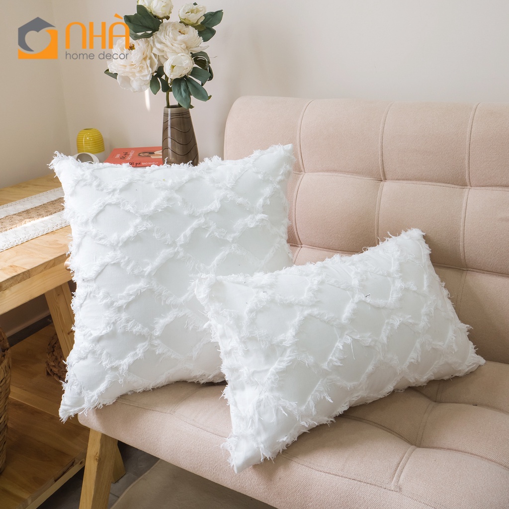 Vỏ Gối Tựa Lưng Gối Sofa Đính Dệt Mạng Lưới Nổi Sang Trọng