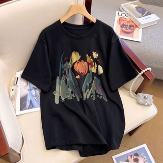 Áo thun HIIXIIVI cotton tay ngắn dáng suông in họa tiết trẻ trung thời trang unisex size 5XL