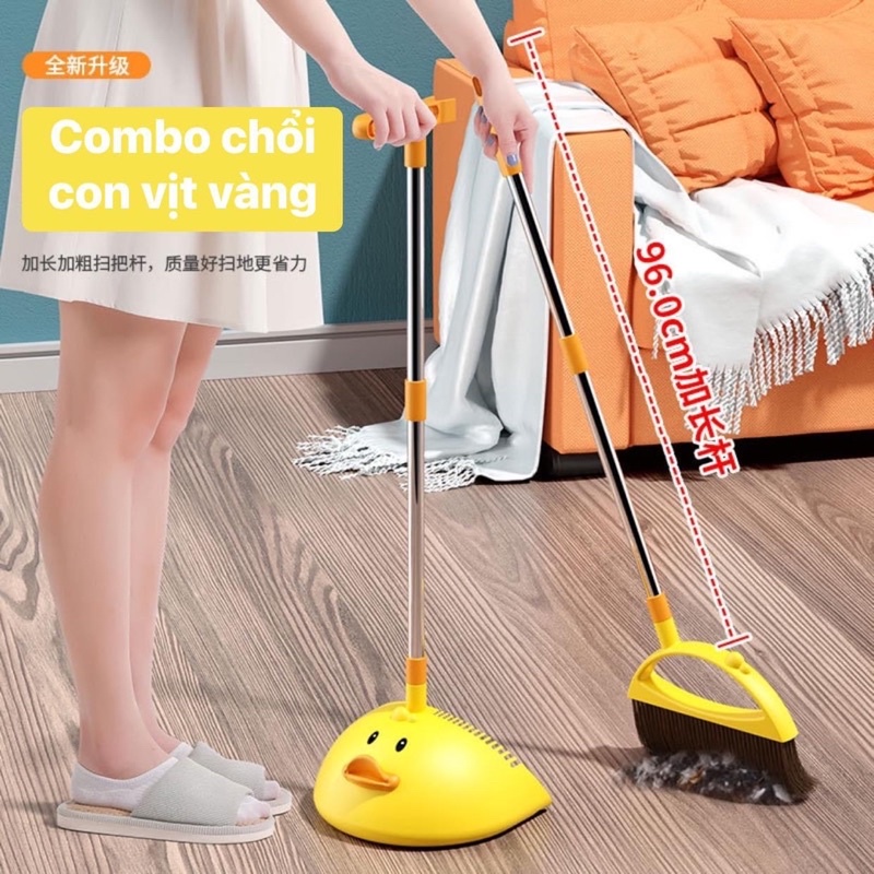 Combo Chổi Quét Nhà Thông Minh Kèm Hót Rác con vịt vàng Cán Dài Tiện ...
