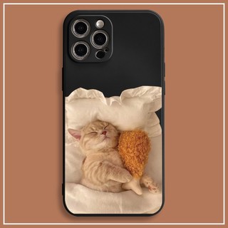 Ốp Iphone ốp viền vuông trắng đen chú mèo ôm cà rốt, đùi gà cho iphone 6/7/8 X  XS xr xsmax 11/12/13/14pro promax e3000