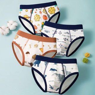 [BT09 Hàng mới] Set 4 quần lót bé trai size đại, quần sịp trẻ em nam cotton cao cấp Dinosaur 12-44kg Maruka