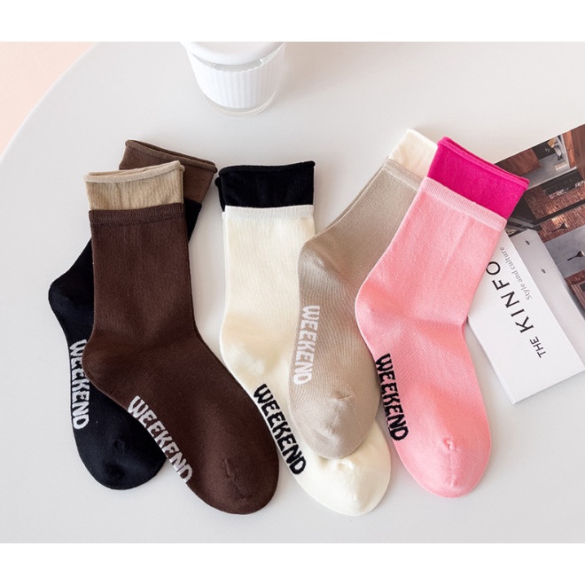 Vớ Tất cotton nữ cổ nhún 2 tầng phong cách Hàn Quốc, trẻ trung, năng động.
