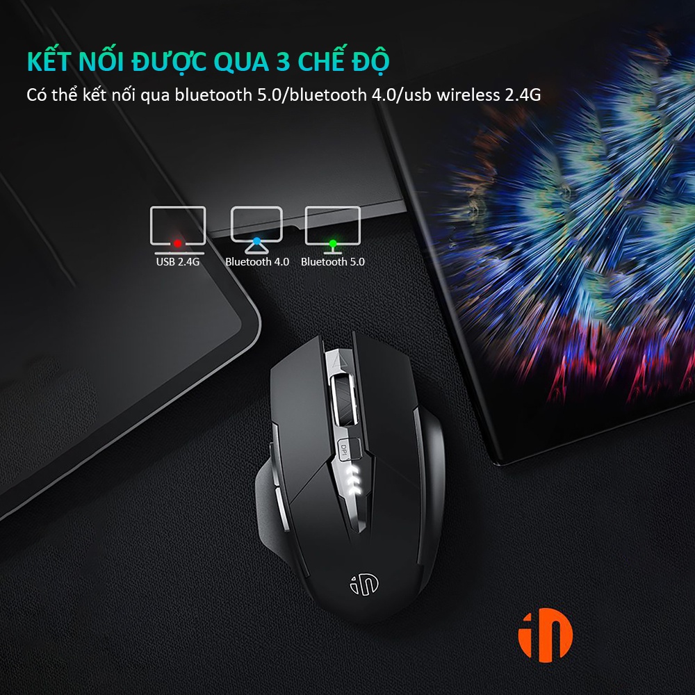 Chuột không dây bluetooth SIDOTECH INPHIC M6PRO gaming tắt âm silent chống ồn công thái học laptop PC làm việc chơi game | BigBuy360 - bigbuy360.vn