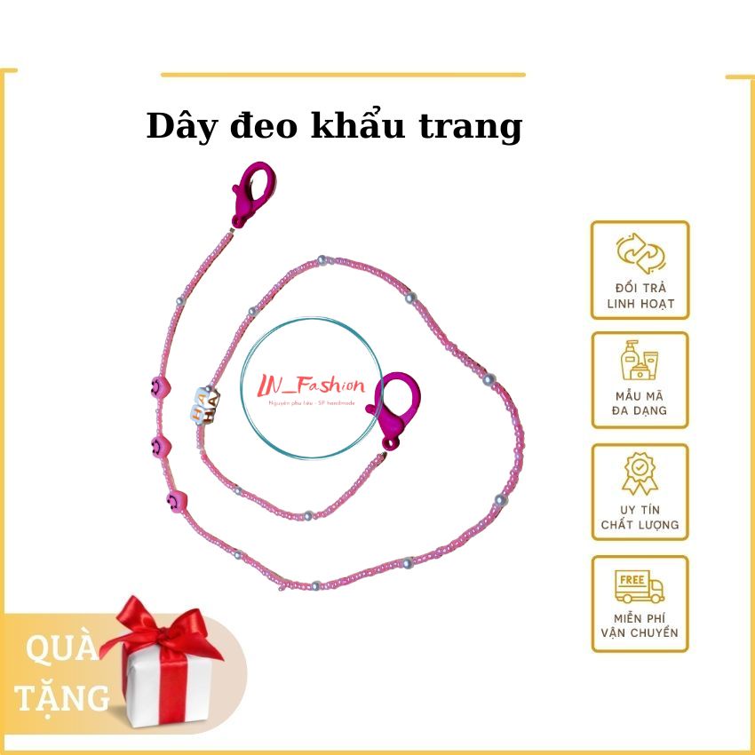 Dây đeo khẩu trang chống thất lạc cho bé - dây hạt cườm hoa phong cách Hàn Quốc