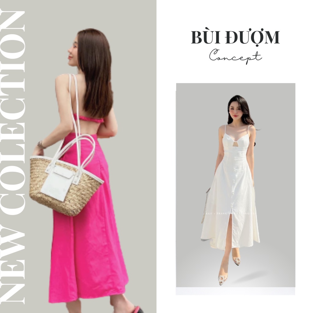Đầm Hai Dây Đoan Trang Nhẹ Nhàng 2022 Bùi Đượm Concept, Váy Maxi Đi Biển Chất Linen Đũi Ôm Eo Xòe Dài