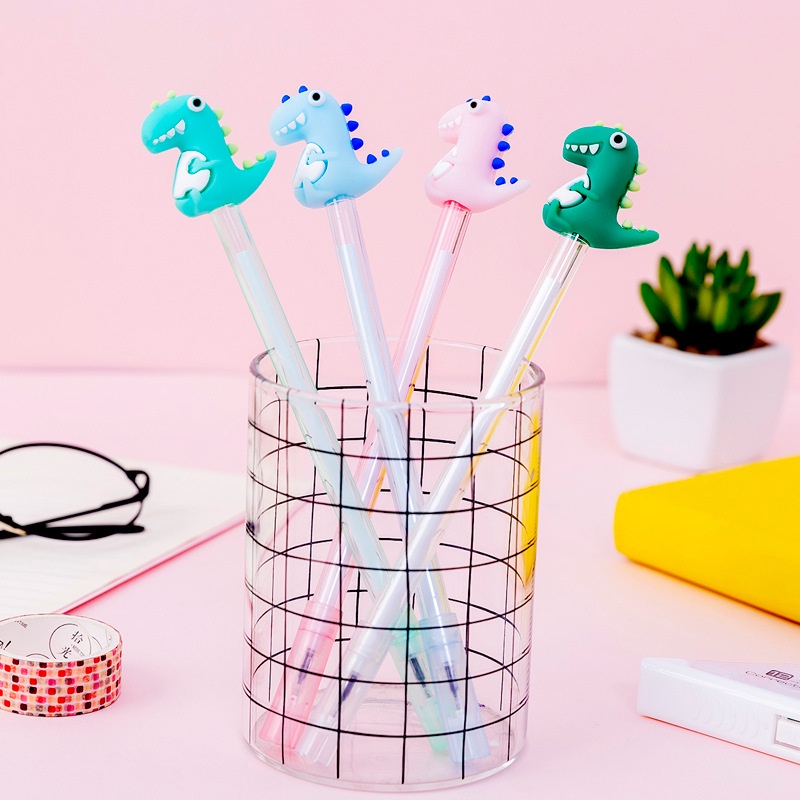 3 Bút Nước Gel Đen Khủng Long Ngồi Trong Suốt
