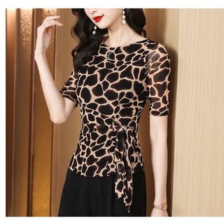 Áo Thun Họa Tiết Da Báo Eo Thon SM43