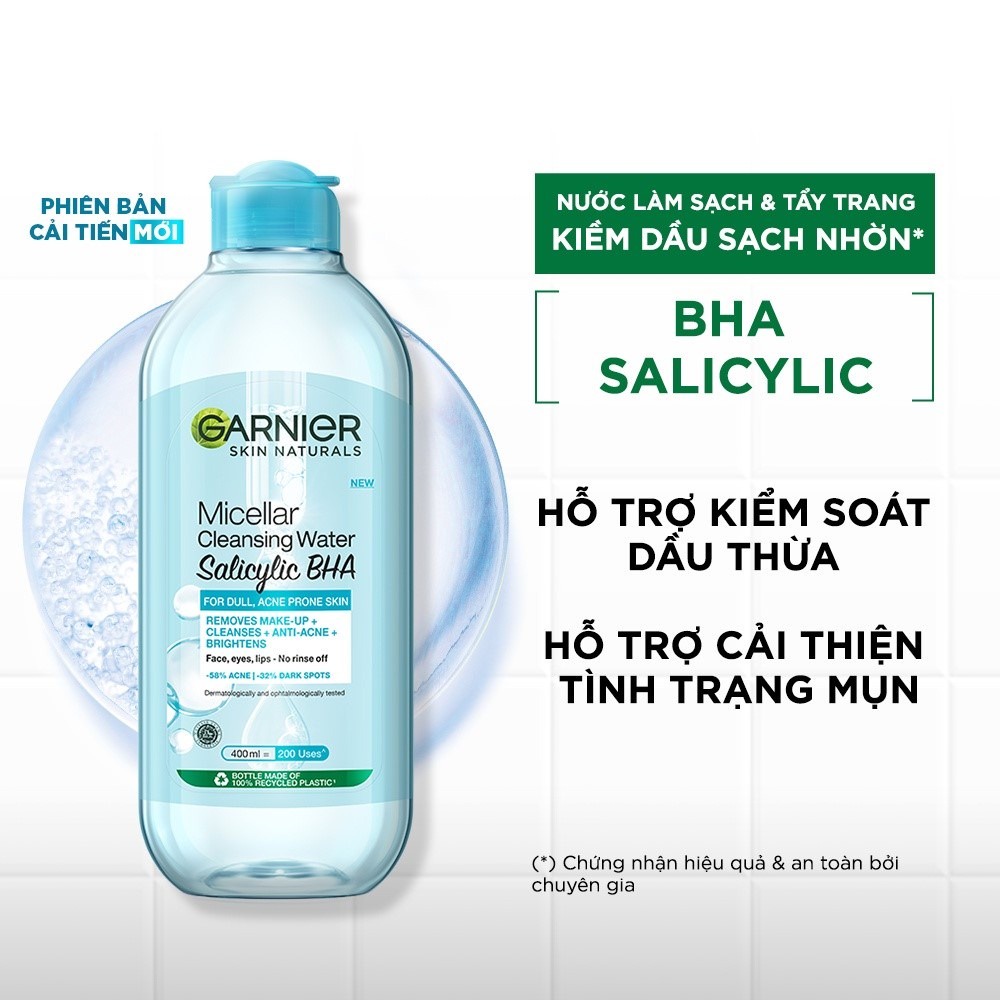 Ảnh Nước Tẩy Trang làm Sạch Sâu, Ngừa Mụn, Sáng Da Garnier Micellar Cleansing Water 400ml 3