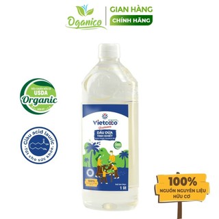 Dầu dừa Vietcoco hữu cơ ép lạnh chai PET Organic Coconut - Tinh khiết 1 lít