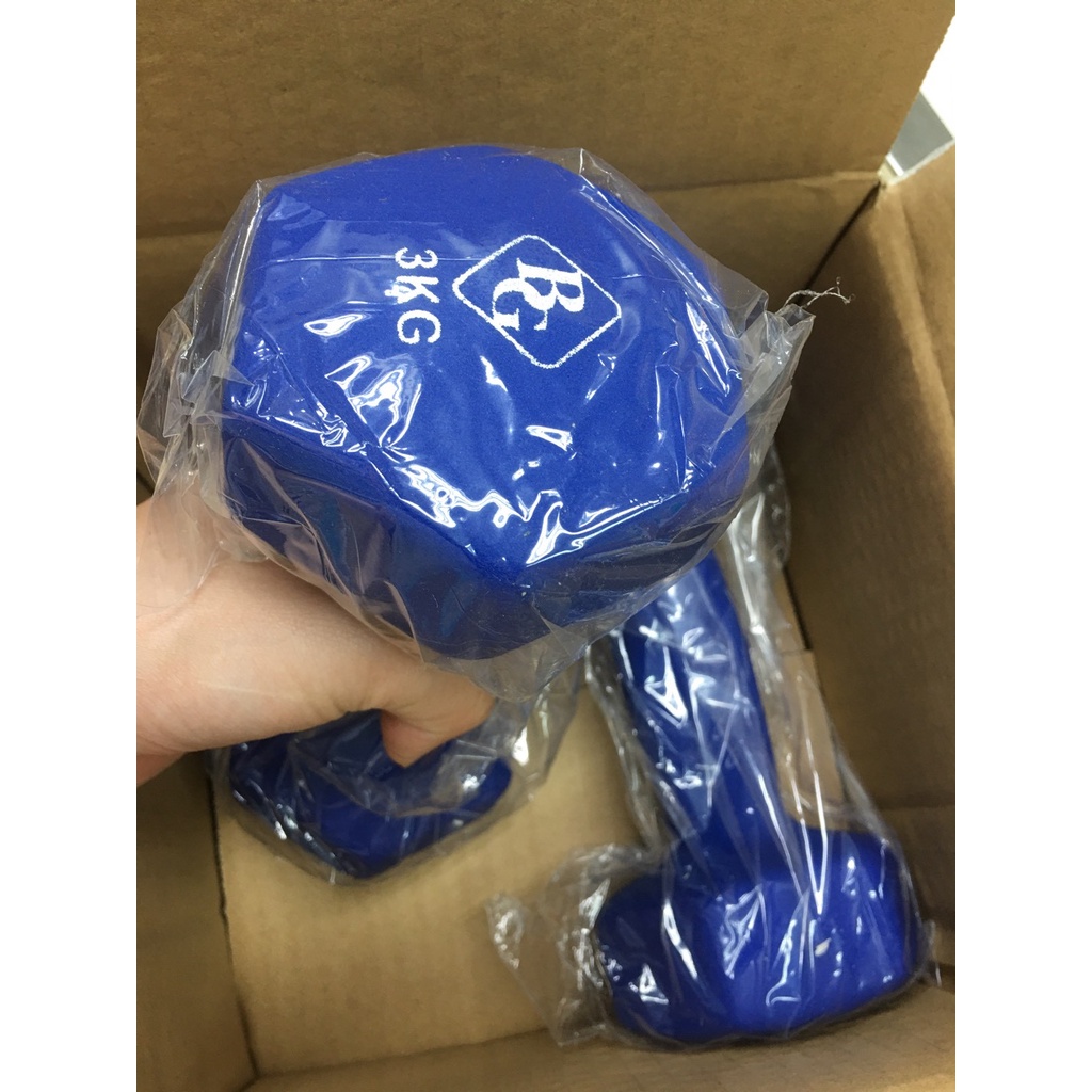 Ảnh BG-[4 KG] Tạ tay lõi thép đặc bọc cao su tập gym yoga chống trơn trượt, xước vỡ sàn RED/BLUE 2