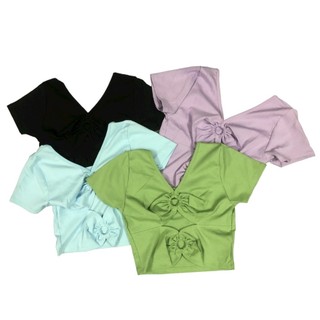Áo thun croptop cut out khoen ngực sexy mặc 2 kiểu Lolalalo nhiều màu