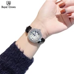 Đồng hồ nữ chính hãng dây da Royal Crown 6305 mặt nhỏ chống nước, đính đá cao cấp đẹp, thời trang — ảnh 2