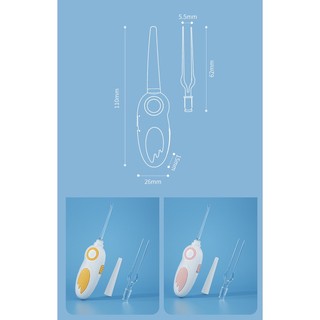Dụng cụ ráy tai lấy mũi SAFETY mini có đèn led  kèm nhíp đầu silicon an toàn cho bé - chăm sóc tai cao cấp dành cho bé