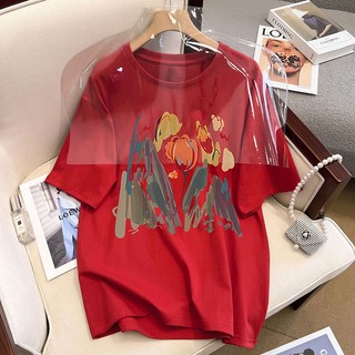Áo thun HIIXIIVI cotton tay ngắn dáng suông in họa tiết trẻ trung thời trang unisex size 5XL