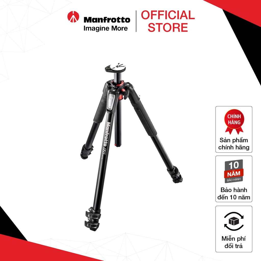 Manfrotto 055 Aluminium Stativ-Set Mit Kugelkopf – 3-teilig, Horizontale Säule, Bis 8 Kg