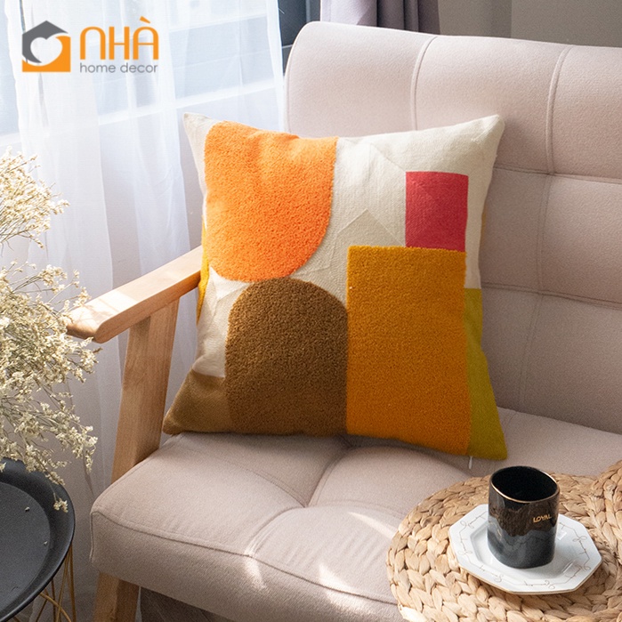 Vỏ Gối Tựa Lưng Sofa Canvas Dệt Nổi Họa Tiết Đặc Sắc Phong Cách Bắc Âu Sang Trọng Cao Cấp
