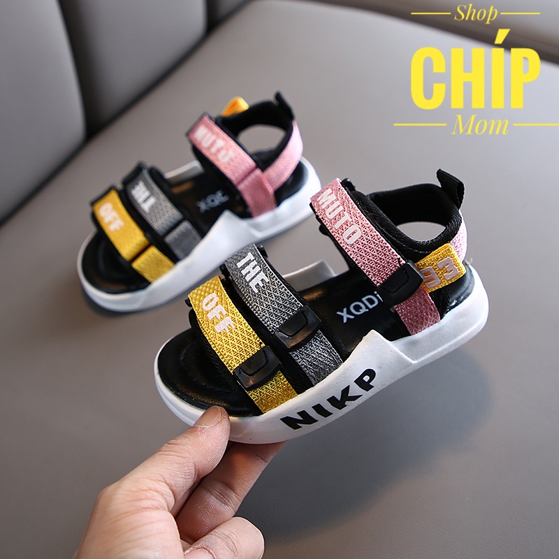 sandal bé trai dép quai hậu cho bé gái đi học siêu nhẹ từ 1 tuối QCCC full hộp 3 quai nhiều màu sắc 19-8 ( ảnh thật)