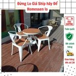Bộ bàn ghế sân vườn ngoài trời khung thép cacbon phun sơn tĩnh điện mặt gỗ sồi cao cấp, Bàn ghế ban công decor nhà đẹp — ảnh 2