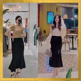 Chân váy đuôi cá xẻ tà Xinh xòe dưới dáng dài ULZZANG Hàn Quốc, chất tuyết mưa tôn dáng (Freeship) co giãn
